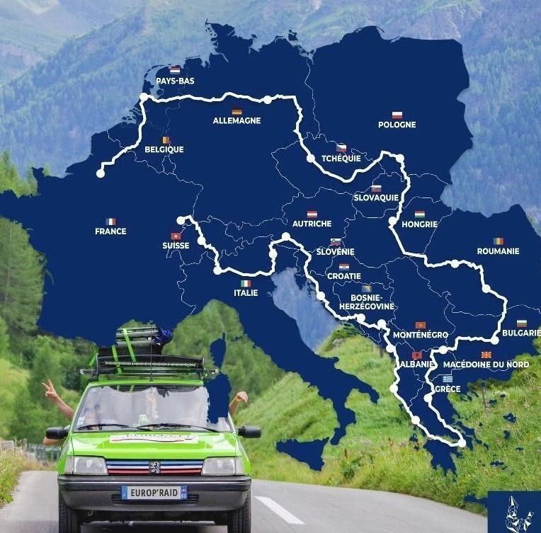 Map of the Europ'Raid road trip Itinerary of the Europ'Raid adventure